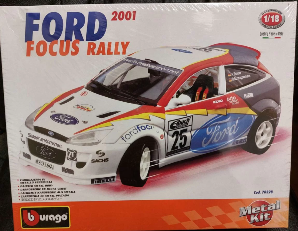 Сборная металлическая модель автомобиля Ford Focus rally 1:18 70328 ...