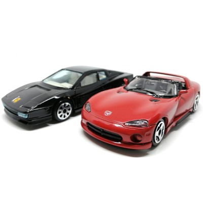 Модель Dodge Viper SRT/10 красный + Ferrari Testarossa 1:43, металл, Bburago