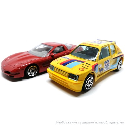 Модель Peugeot 205 turbo + Chevrolet Corvette 1:43, металл, Bburago